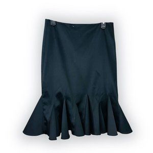 JS Collections Black Satin Trumpet Skirt Ruffle Size 10 NWT